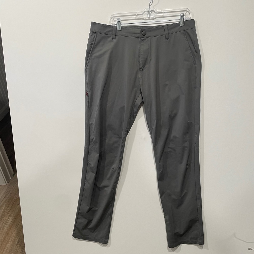 Rhone Commuter Pants Mens 35 Gray Performance Trousers COM-181 Slim Straight